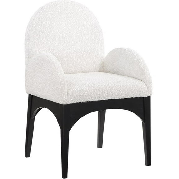 Pemberly Row Contemporary Cream Boucle Fabric Dining Arm Chair