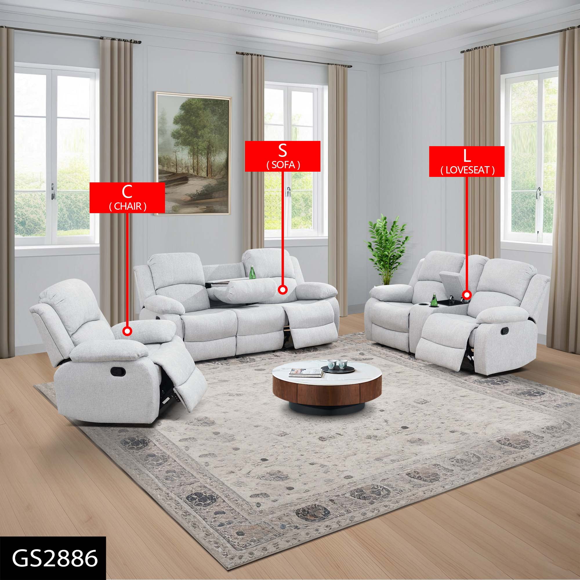 MAYEERTY 82" Modern Linen 3 Seat Sofa Business Function Sofa for Living Room，Gray
