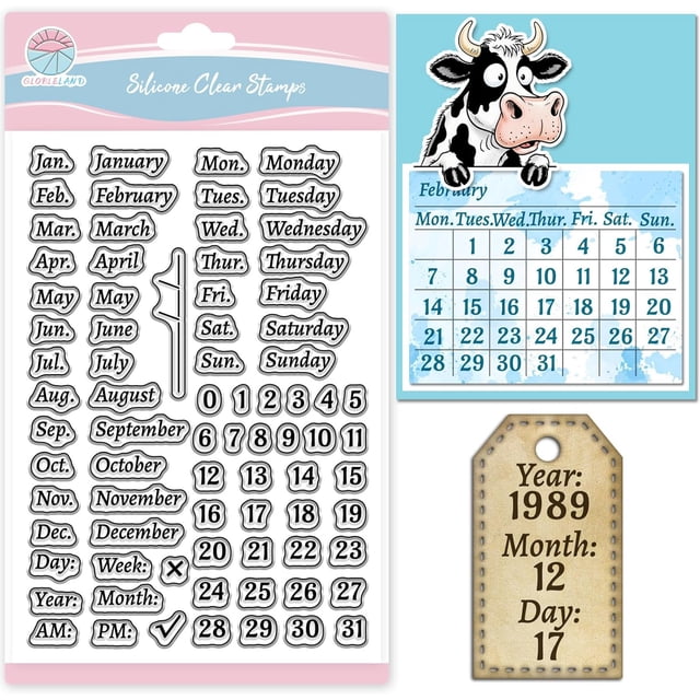 Sello transparente de calendario para scrapbooking, semana, mes, sellos de silicona, fecha y hora, sello transparente para hacer tarjetas, manualidades, repujado y diario.
