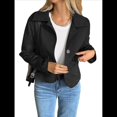 thumbnail image 1 of Chaqueta Blazer Informal para Mujer, de Piel Sintética de Ante con Solapa con Muescas y Botonadura Sencilla. Negro XL, 1 of 8