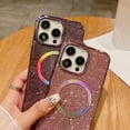 thumbnail image 2 of Compatible with iPhone Case,[Compatible with Magsafe] Crystal Diamond Glitter Bling Sparkly Soft Shockproof Cover for Women Girls Phone Case (Pink,iPhone 15 Pro Max), 2 of 7