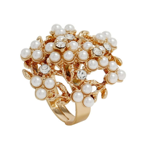 Anillo de flores,Anillo abierto Anillo de moda Anillo de flores ajustable,Anillo floral ajustable creativo simple,anillo de moda Declaración elegante Vintage Shinning,regalos del día de san