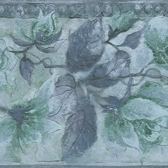 Dundee Deco's Peel and Stick Wallpaper Border - Abstract Blue Flowers Wall Border Retro Design, 15 ft x 7 in, Self Adhesive