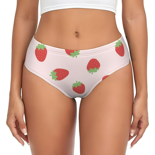 Fotbe Strawberry Calzones Estampados para Mujer – Ropa Interior de Algodón, Cómoda, Suave y Elástica-Large