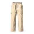 thumbnail image 6 of Men Drawstring Elastic Waist Cargo Pants Four Pockets Relaxed Fit Straight Leg Casual Outdoor Trousers Solid Color Mens Long Pants Yellow L, 6 of 7