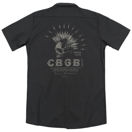 - CBGB Electric Skull (Back Print) Mens Work Shirt