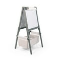 thumbnail image 4 of Humble Crew Inspire Kids Chalkboard and Dry Erase Easel with Storage Bins, 1 Paper Roll, 2pc Chalk, and Eraser, Grey, 4 of 5