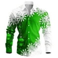 thumbnail image 1 of HUAXUN-Mens Christmas Shirts Male Autumn Winter Long Sleeve Shirt Lapel All Print Printed Breasted Shirt Shirts For Men(Green,XXL), 1 of 1