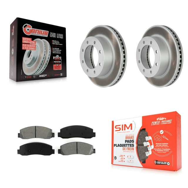 Transit Auto Front Coated Disc Brake Rotors and Semi-Metallic Pads Kit for Car Ford F-250 Super Duty F-350 KGS-100092