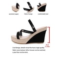 thumbnail image 5 of Rokment Womens Sparkling Rhinestones Wedge Heels Slides Sandals with Convertible Back Strap Stylish Simple Espadrilles Platform Chunky Heeled Slip on Dressy Slippers for Ladies Black Size 6, 5 of 7