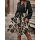 thumbnail image 3 of Vestido Camisero Casa de los Tesoros Estampado floral Con Cuello en V Y Mangas de Linterna Primavera verano, 3 of 4