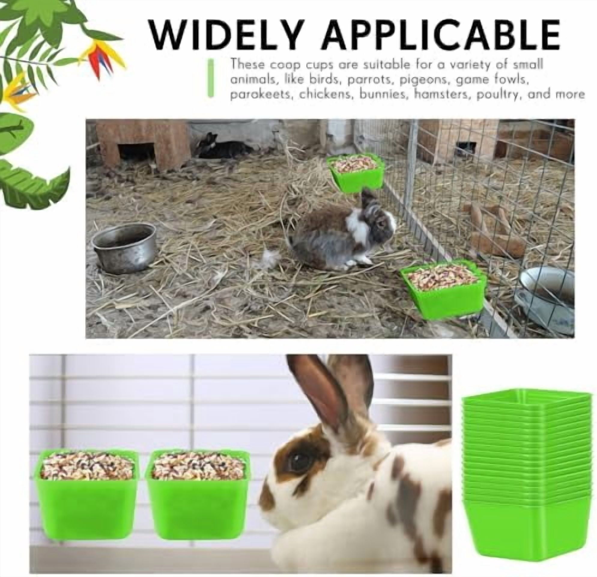 20 Pcs Chicken Water Feeder Cups 16 oz Pigeon Bird Feeder Cups Hanging Cage Chicken Water Cup for Pet Parrot Rooster Parakeet Bunny Gamefowl Poultry Wire Hutch(Green)