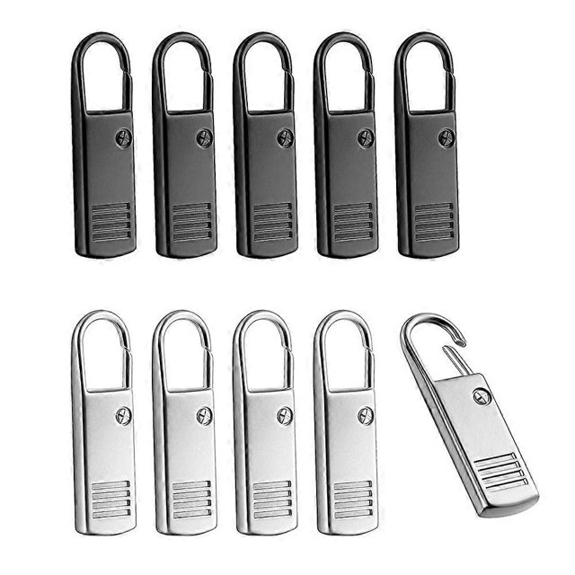 10Pcs Zipper Pull-Tab Replacement, Metal Zipper Puller Zip Slider Extender Handle Mend Fixer for Sui