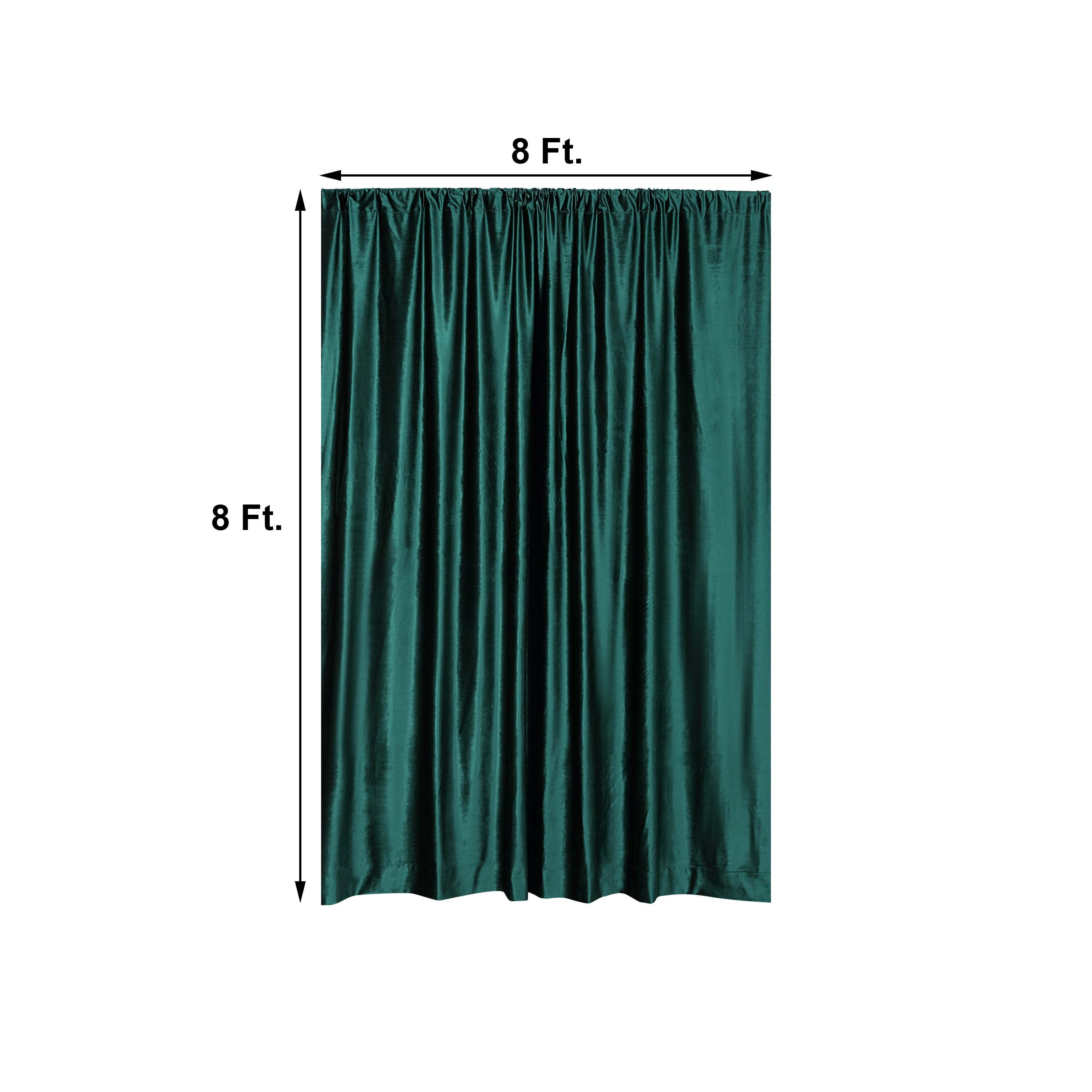 Efavormart 8Ft H x 8Ft W Premium HUNTER GREEN Velvet Backdrop Curtain Panel Drape Background For Events