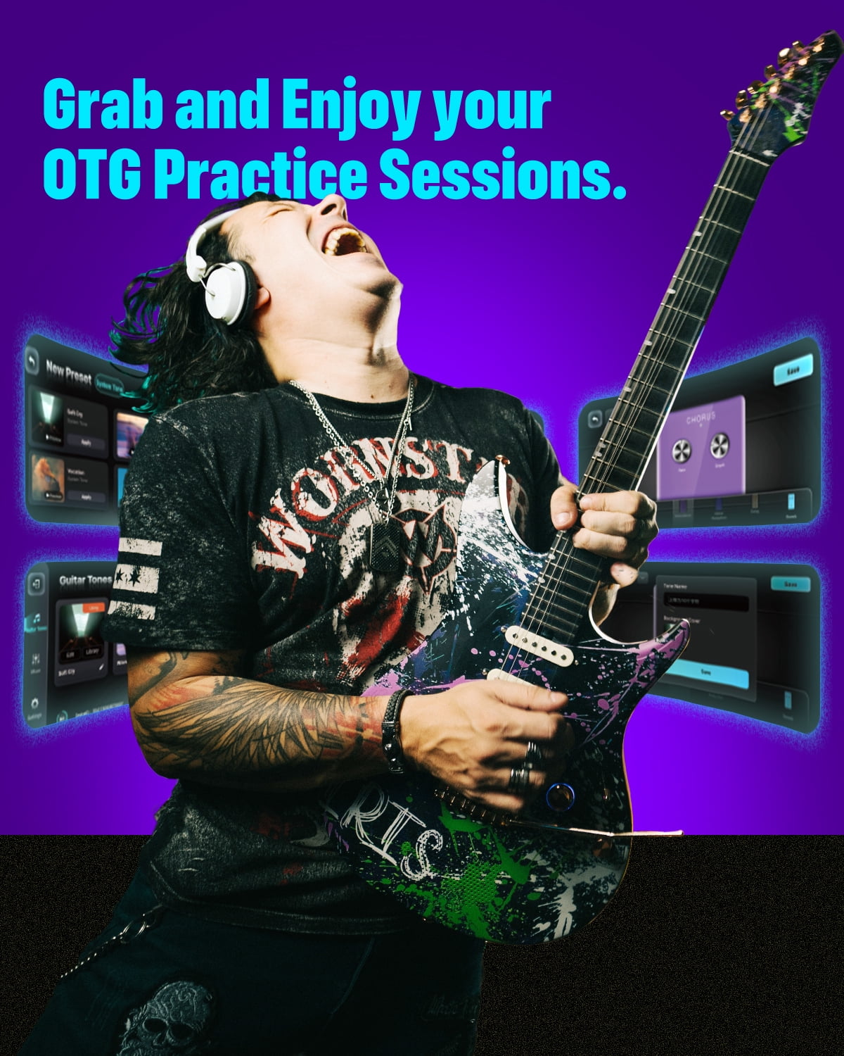 Enya Electric Guitar Inspire 39" Smart Electric Carbon Fiber Guitarra with 15W Wireless Speaker, 20 Distinct Tones, Onboard Presets, Charging Cable, Adjusting Wrench, and Gig Bag