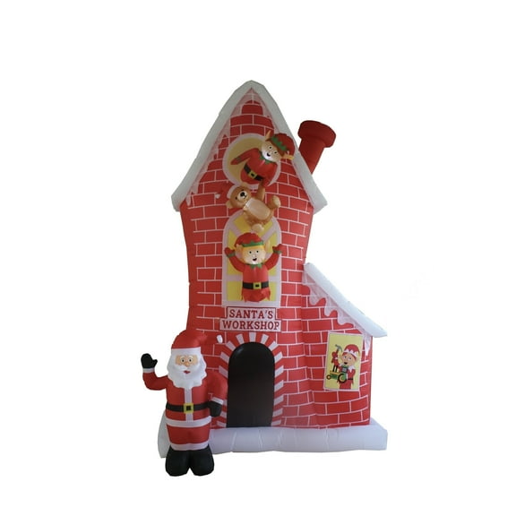 Multicolor Santa's Workshop Christmas Airblown Yard Inflatable, 12ft