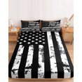 thumbnail image 2 of Twin XL Size Fitted Sheet Set - Black White 2 Piece Bedding Sets 16" Deep Pocket Fitted Sheet with 1 Pillowcases, Retro Stars Stripes Flag Shabby Chic Texture Brushed Microfiber Hotel Bed Sheets, 2 of 9