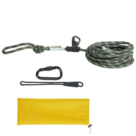 KFFKFF Safety Cord for Tree Stand Length of 30 ft/91.44 m Lifeline Rope with 30KN Tensile Strength 0.6 Diameter Equipped with Prusik Knot Pair of Carabiners and Silencer