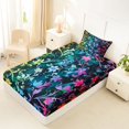 thumbnail image 5 of Manfei Boho Floral Twin Sheets, Rainbow Flower Plant Bedding, Navy Blue, 3pcs, 1 Flat Sheet, 1 Fitted Sheet and 1 Pillowcase, 5 of 6