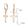 thumbnail image 4 of Bling Jewelry Womens Minimalist Religious Cross Dangle Earrings 14K Gold Plated Sterling Silver Leverback, 4 of 5
