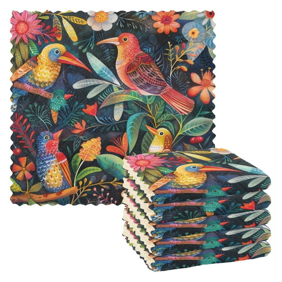 6 Pieces of Kitchen Towels 11x11Inch Kitchen Dish Cloths Kitchen Dish Towels Reuseable Cleaning Cloths Red Bird