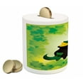 thumbnail image 2 of St. Patrick's Day Piggy Bank, Leprechaun Hat Shoes Costume with Pot of Gold with Shamrock Leaves, Ceramic Coin Bank Money Box for Cash Saving, 3.6" X 3.2", Forest Green, by Ambesonne, 2 of 4
