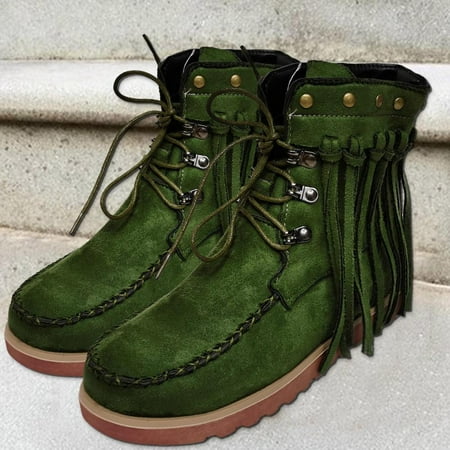 

Tdoqot 2022 Boots for Women- Casual Flats Chunky Heel Christmas Gifts Women s Ankle Boots Green 39