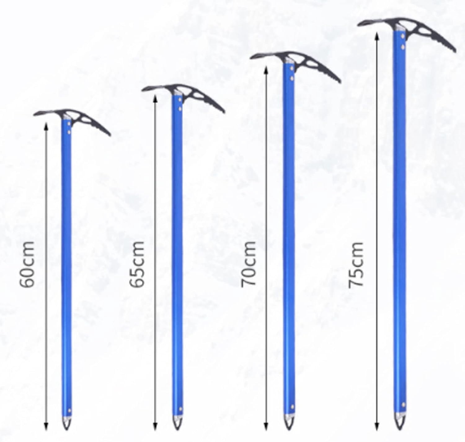 Professional Ice Climbing Axes, Lightweight Outdoor Walking Pickaxe with Aluminum Material Length 60/65/70/75cm, Climbing Equipment for Mountaineering Hiking Aerial Work