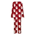 thumbnail image 4 of qolati Christmas Pajamas for Women Set 2 Piece Lounge Outfits Cute Santa Claus Print Long Sleeve Half Button Henley Pleated Sleepwear Long Pant Pjs Sets Red XXL, 4 of 5