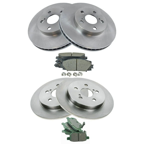 TRQ Front and Rear Brake Pad & Rotor Kit Brake Pads Brake Rotor Ceramic Fits Select 2011-2013 Lexus CT200h 2010-2011 Toyota Prius 2012-2015 Prius Plug-In