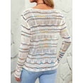 thumbnail image 5 of Womens Crochet Knit Sweater Hollow Out Striped Tops Beach Vacation Cruise Outfits White L, 5 of 6