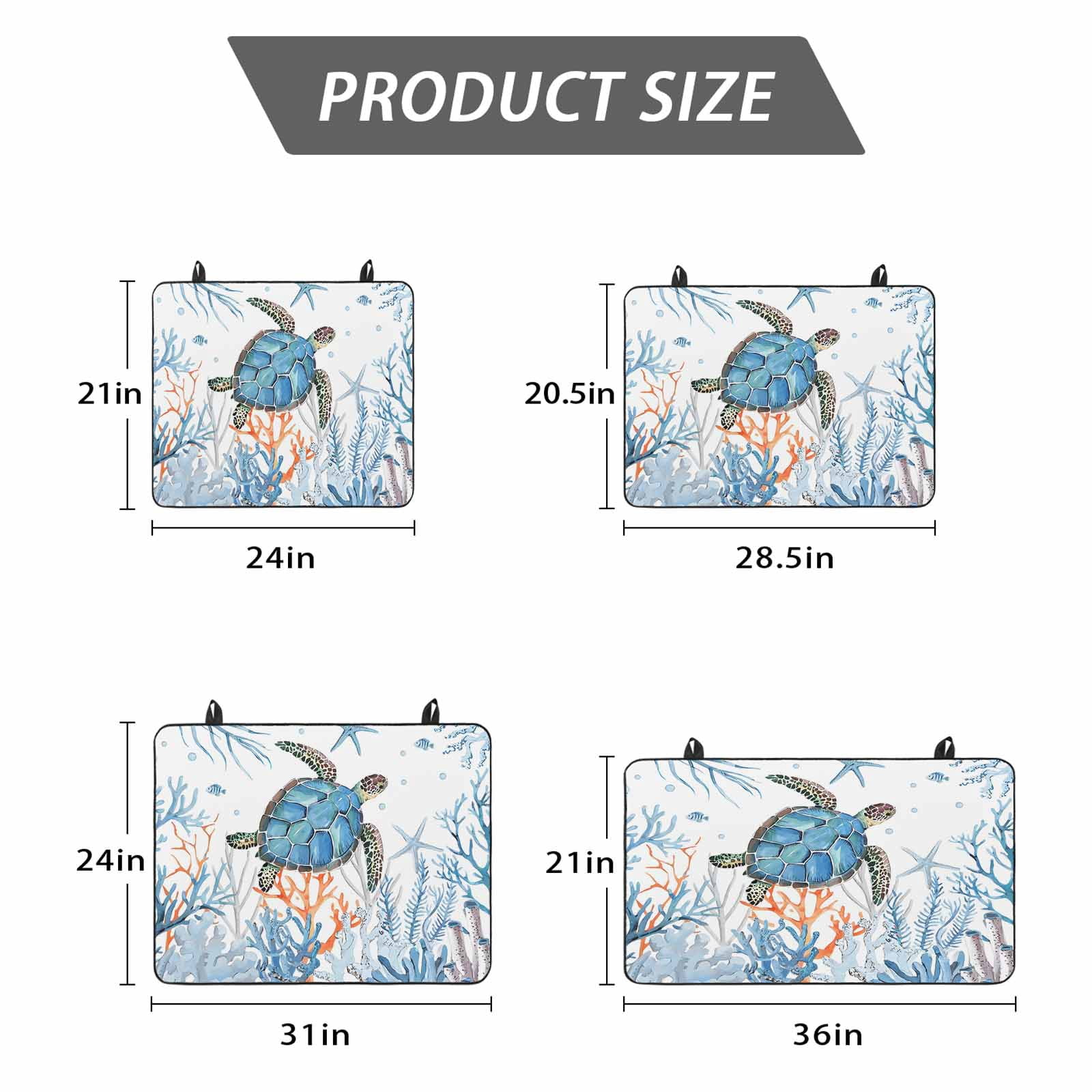 Sea Turtle Coastal Stove Top Cover for Electric Stove, Heat-proof & Non Slip Glass Top Stove Cover Protector, Nautical Summer Beach Coral Ocean Kitchen Flat Cooktop Rubber Mat 24x21 Inches