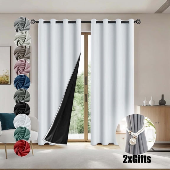 KOYPTL 100% Total Blackout Curtains for Bedroom 78"x39",2 Panels Dark Gray Curtains with 2 Grommets,Noise Reducing Wrinkle-Free Thermal Insulated & Room Darkening Drapes for Living Room with Liner