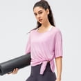 thumbnail image 1 of Blusa deportiva holgada para mujer, ligera, transpirable, para correr, con abertura, de secado rápido, para yoga, de manga corta, moderna y hermosa, 1 of 3