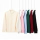 thumbnail image 3 of Autumn/Winter Heavyweight Piqué Cotton Polo Neck Sweatshirt, Loose Fit, Solid Color, Couple Style, Turn-Down Collar, Long Sleeve, 3 of 4