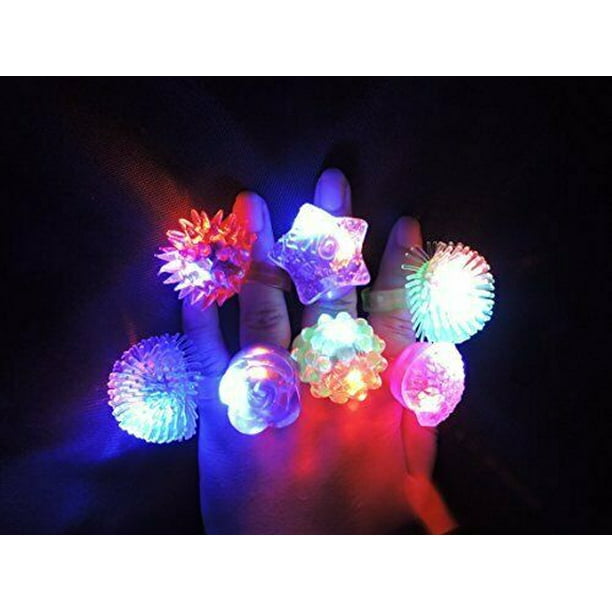 24 CT Soft Jelly Light Up Rings with Flashing Blinking LED Lights ...