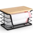 thumbnail image 1 of Soporte para bolsas de basura ALOCEO extra pequeño con tapa de bambú negro, 1 of 6