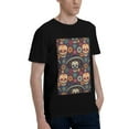 thumbnail image 2 of Bingfone Skulls And Flowers Men'S Loose Fit Short-Sleeve Pocket T-Shirt, 2 of 7