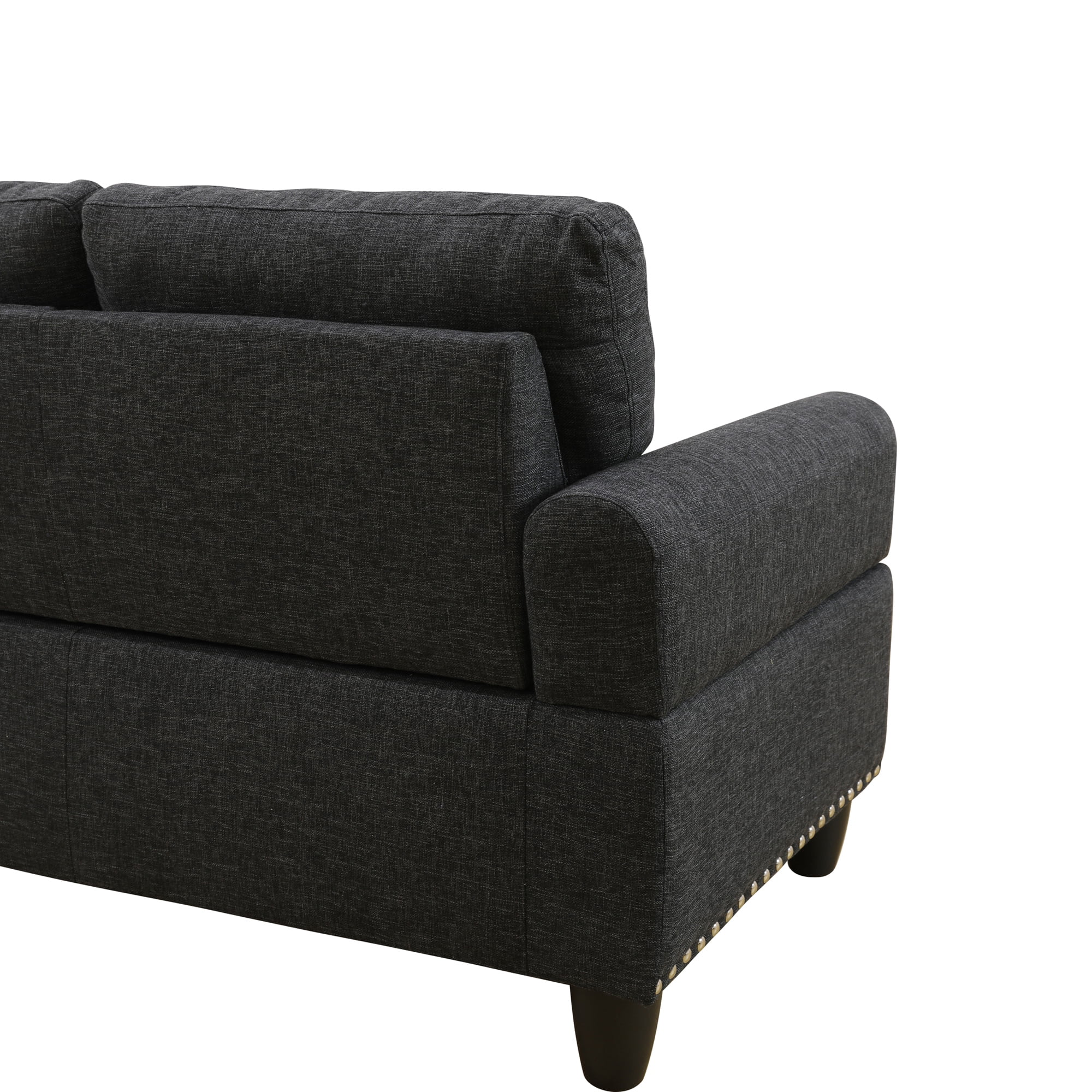 Howcool 98" Sectional Sofa, L-Shaped Couch with Right-Facing Chaise, Linen Fabric Modular Sectional Sofa for Living Room, Apartment & Small Space, Black