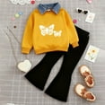 thumbnail image 2 of TAmten Toddler Girl Set 4t Girl's 2 Piece Outfits Bow Graphic Sweatshirt/Hoodie and Flare Leg Pants Sets(K,2-3 Years), 2 of 4
