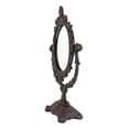 thumbnail image 4 of Cast Iron Rustic Vintage Heirloom Style Small Tabletop Oval Vanity Mirror Decor, 4 of 6
