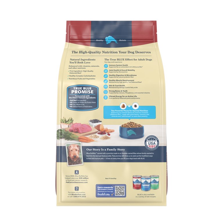 Blue Buffalo Life Protection Formula Beef and Brown Rice Dry Dog Food for Adult Dogs Whole Grain 5 lb. Bag