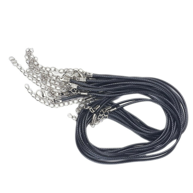 100pcs Black Wax Leather Cord Necklace Rope Chain Clasp String