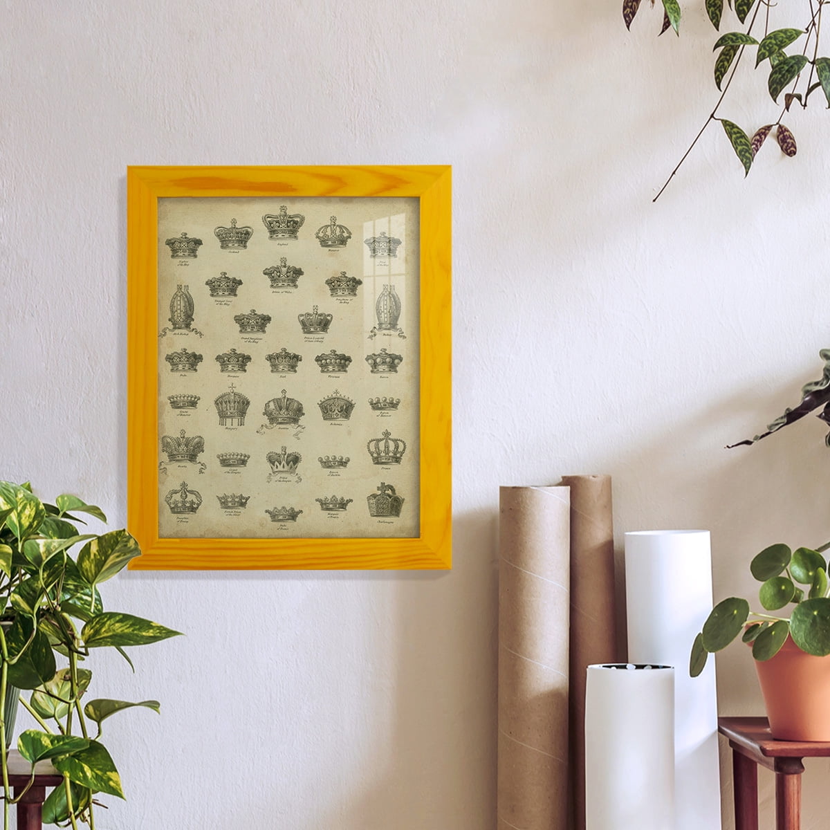 Heraldic Crowns & Coronets V -Framed Print w/glass-Sunflower Yellow