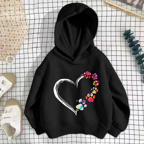 Bnwani Hoodies for Girls Cotton Long Sleeve Fall Loose Sweatshirt Valentine'S Day Hearts Printed Pullover