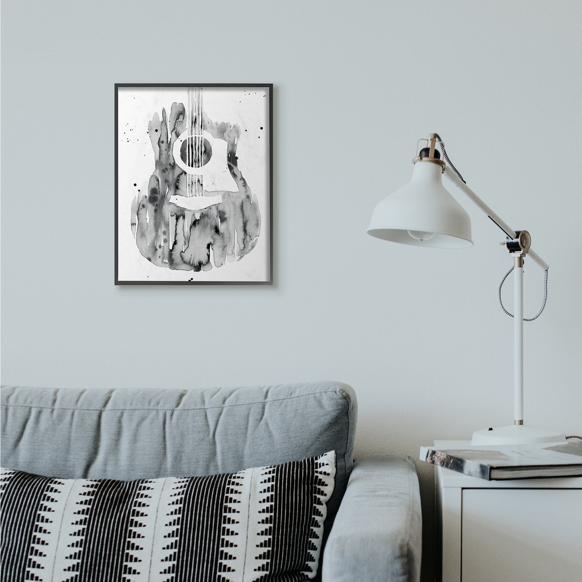 Stupell Industries Abstract Guitar Watercolor Pattern Painting Black Framed Wall Art, 16 x 20, byAnnie Warren