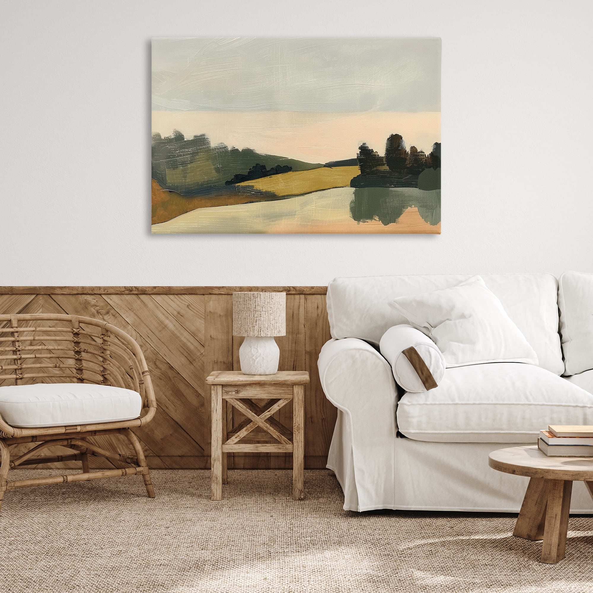 Stupell Industries Curving Green Hills Landscape & Nature Painting Wrapped Canvas Art Print Wall Art, 45 x 30