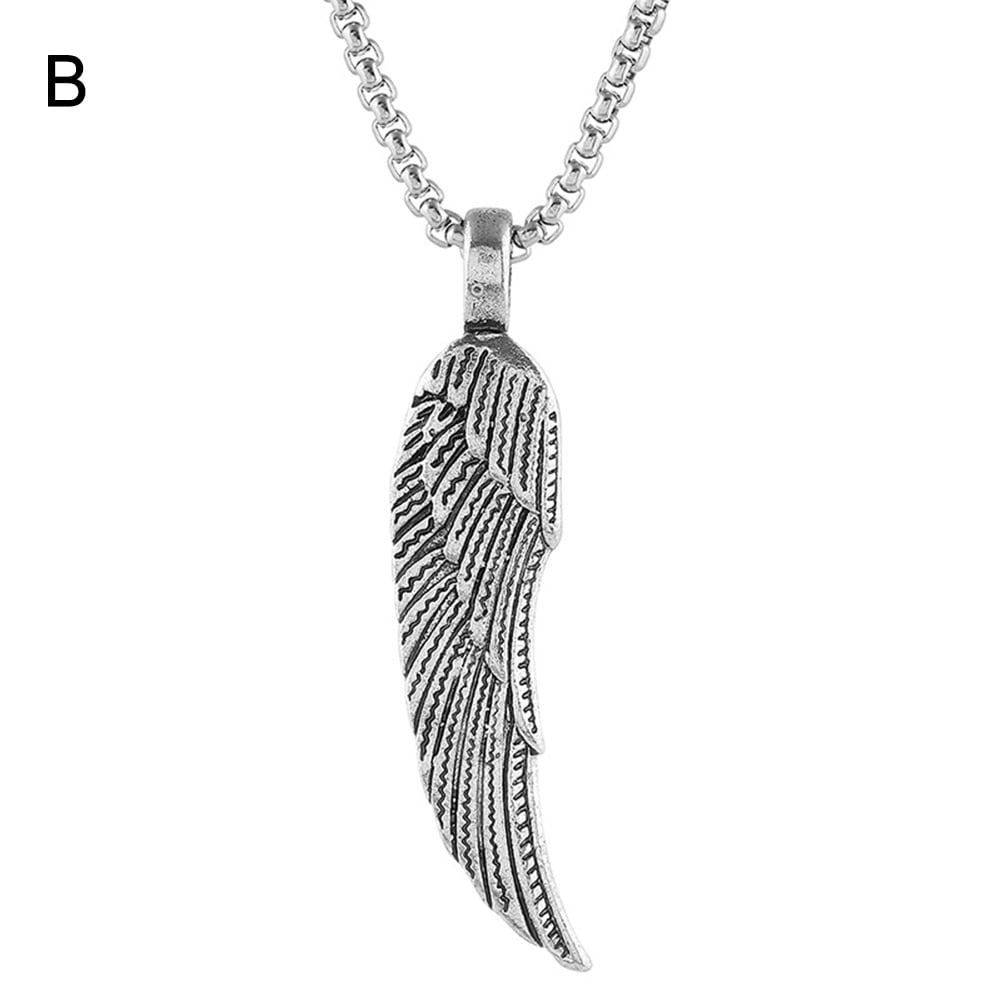 1PC Womens Love Men's Chain Pendant Hot Stainless Steel Feather Necklace Wings 