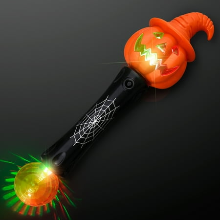 FlashingBlinkyLights Light Up LED Witchy Pumpkin Wand with Sound & LightsÂ