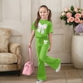 thumbnail image 2 of Gaexia Kids Lounge Sets Girls,Girls Casual Fashion Outfit Bow Short Sleeve Top and Long Pants Comfy Two Piece Playwear Fashion Clothes,11-12 Years, 2 of 6